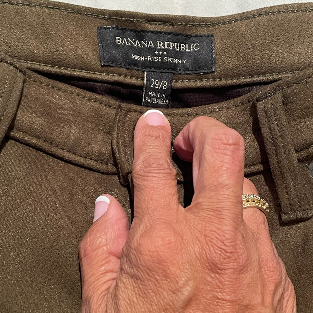 Green faux suede pants